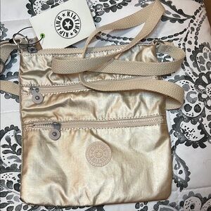 Kipling Gold Crossbody Bag with Adjustable Strap